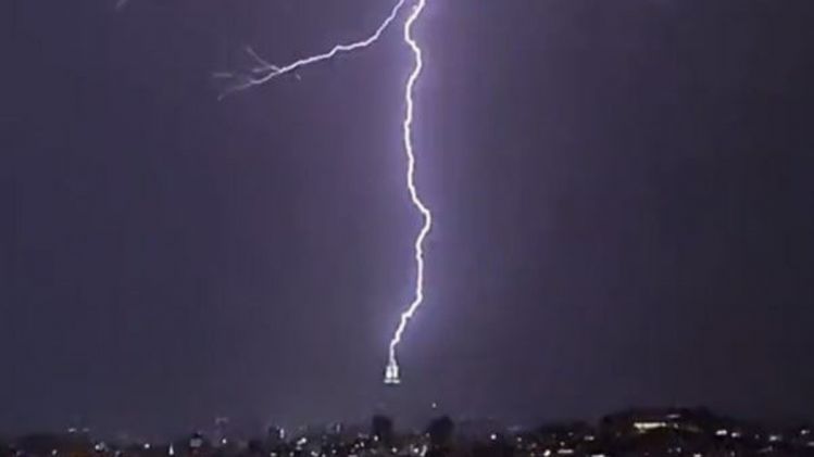 Lightning Strikes Clock Tower In Mecca