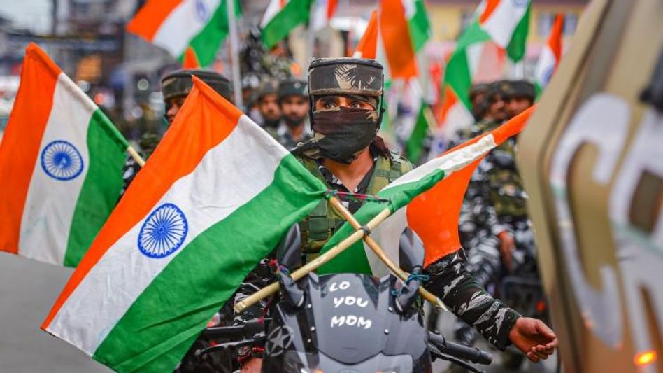 CRPF personnel ride motorcycles during 'Tiranga Rally' to celebrate 'Har Ghar Tiranga' in Srinagar CRPF personnel ride motorcycles during 'Tiranga Rally' to celebrate 'Har Ghar Tiranga' in Srinagar