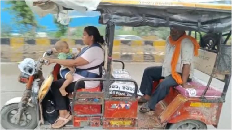 Meet Chanchal, Noida woman who drives E-rickshaw with 1-yr-old son.