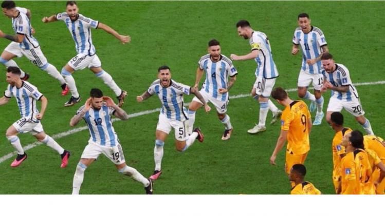 Argentina players celebrate after defeating Netherlands (Photo Twitter)
