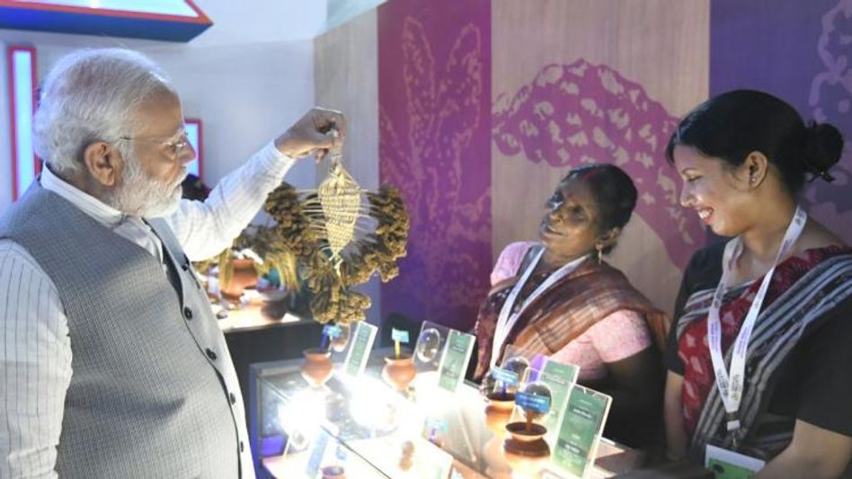 Prime Minister Narendra Modi visits an exhibition during the 'Global Millets Conference (Photo PTI) Prime Minister Narendra Modi visits an exhibition during the 'Global Millets Conference (Photo PTI)