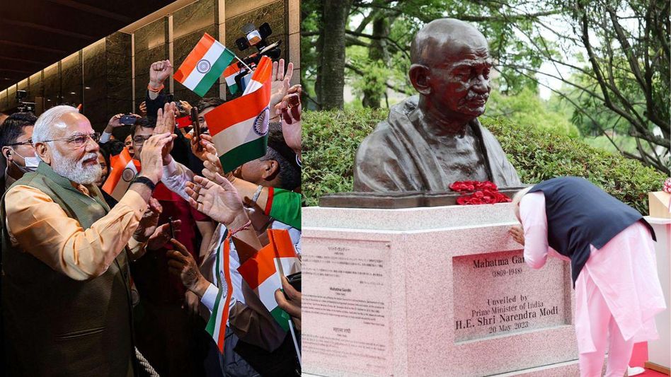 प्रधानमंत्री नरेंद्र मोदी का हुआ भव्य स्वागत, पीएम ने हिरोशिमा में महात्मा गांधी की प्रतिमा का अनावरण किया प्रधानमंत्री नरेंद्र मोदी का हुआ भव्य स्वागत, पीएम ने हिरोशिमा में महात्मा गांधी की प्रतिमा का अनावरण किया