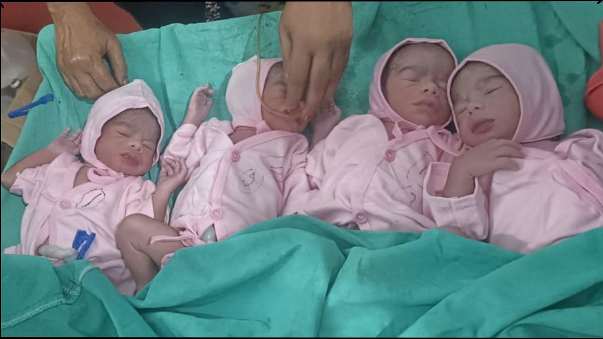 woman gives birth to four babies