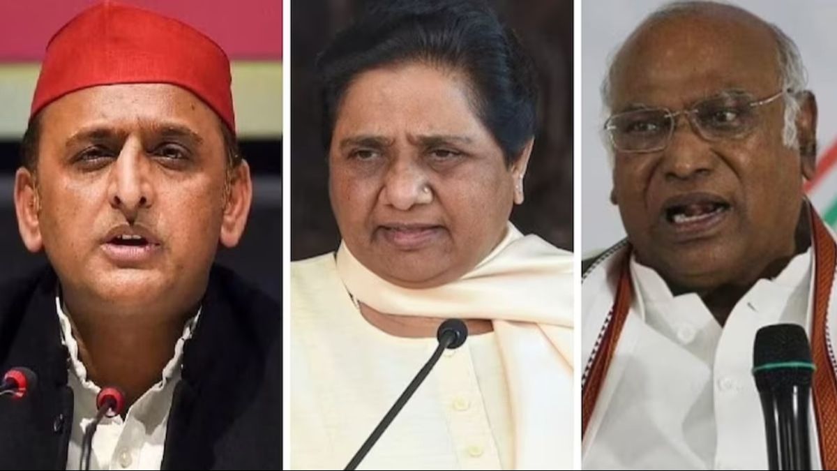 Akhilesh Yadav, Mayawati and Mallikarjun Kharge (file photo) Akhilesh Yadav, Mayawati and Mallikarjun Kharge (file photo)