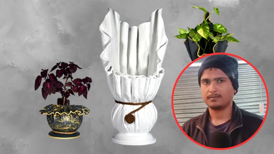 Pots, planters made from waste fabric Pots, planters made from waste fabric