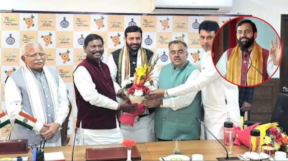 BJP leaders congratulating Naib Singh Saini on being elected CM BJP leaders congratulating Naib Singh Saini on being elected CM