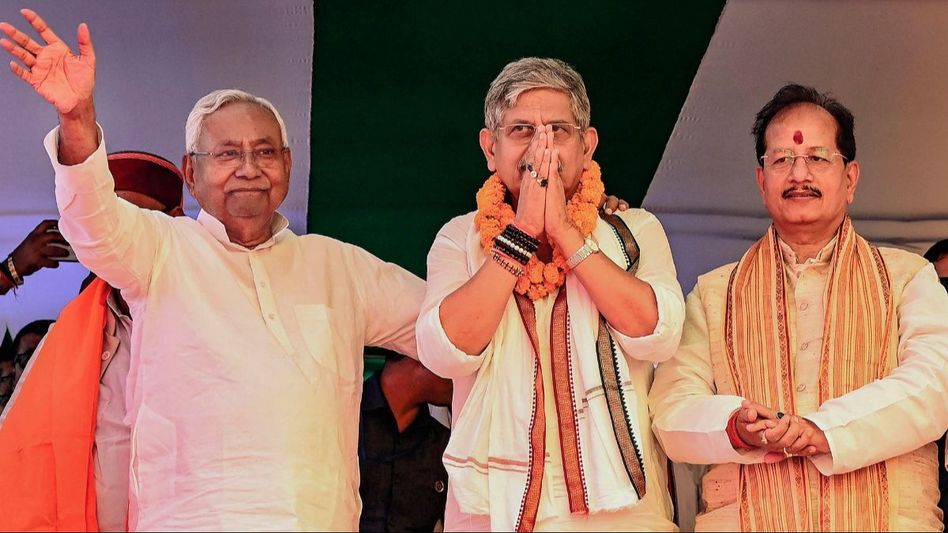 Nitish Kumar, Lalan Singh and Vijay Kumar Sinha Nitish Kumar, Lalan Singh and Vijay Kumar Sinha