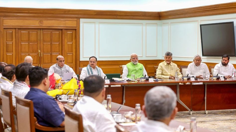 PM Modi with Nadda, Naidu, Nitish Kumar and other leaders PM Modi with Nadda, Naidu, Nitish Kumar and other leaders