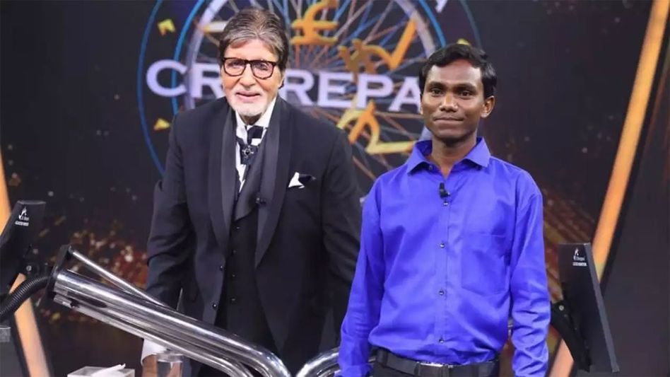 Amitabh Bachchan with Banti Vadiva in KBC 16 Amitabh Bachchan with Banti Vadiva in KBC 16