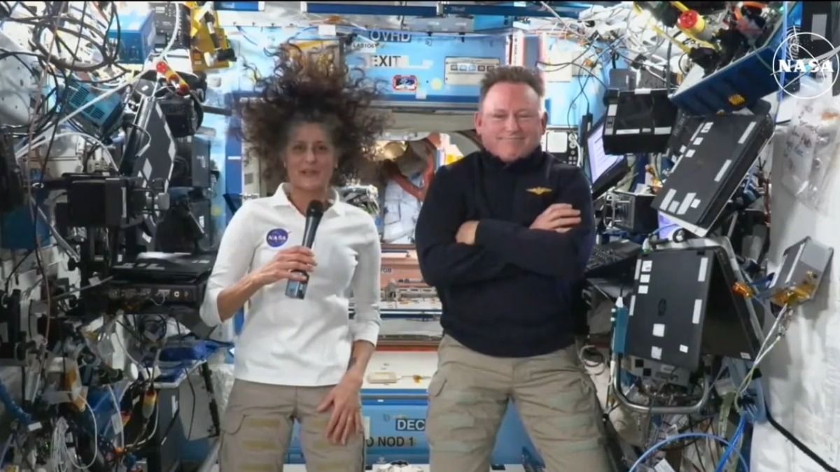 Sunita Williams and Butch Wilmore speaking from the International Space Station. Sunita Williams and Butch Wilmore speaking from the International Space Station.