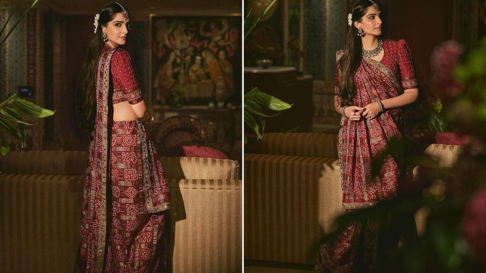 Sonam Kapoor wearing Gharchola Saree  Sonam Kapoor wearing Gharchola Saree