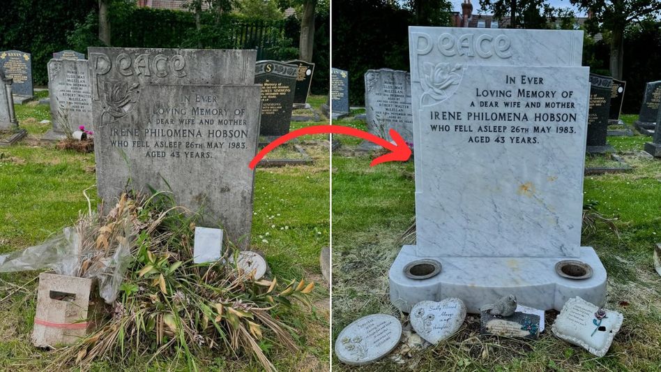Cleaning graves as side hustle (Photo: Instagram/@thegravecleaner) Cleaning graves as side hustle (Photo: Instagram/@thegravecleaner)