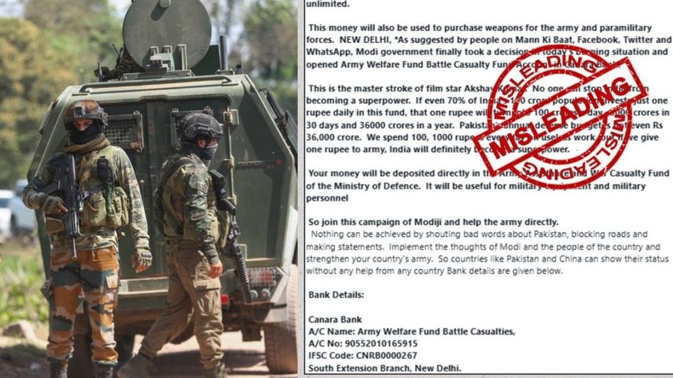 A WhatsApp message claims that the Govt has opened a bank account for the modernization of the Indian Army. A WhatsApp message claims that the Govt has opened a bank account for the modernization of the Indian Army.