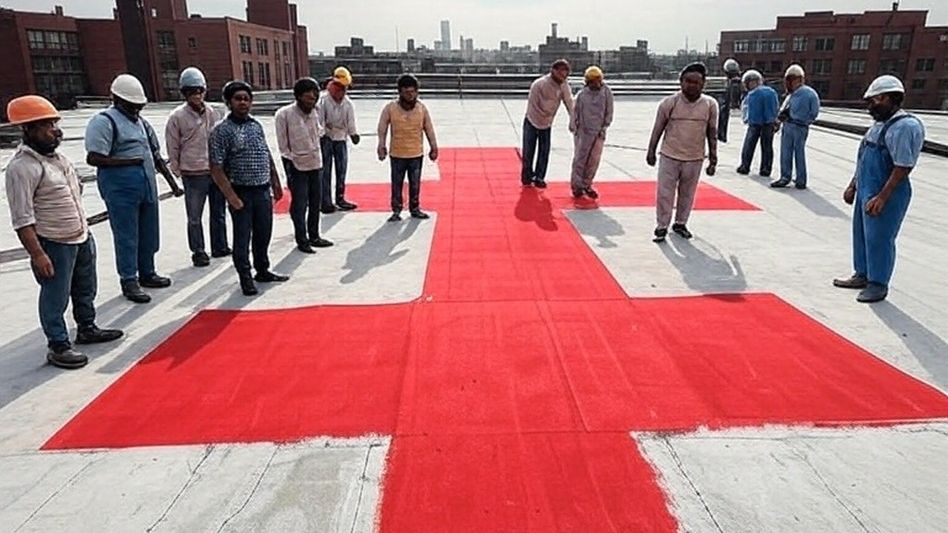 अस्पताल पर रेड क्रॉस बनाते हुए लोग (प्रतीकात्मक तस्वीर) अस्पताल पर रेड क्रॉस बनाते हुए लोग (प्रतीकात्मक तस्वीर)
