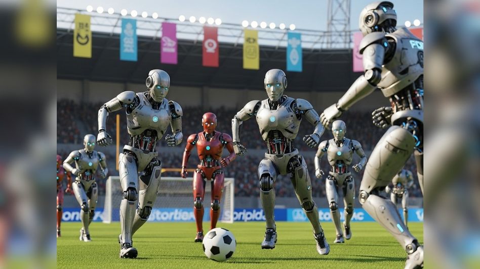 Humanoid Robots Playing Football (AI Generated Image) Humanoid Robots Playing Football (AI Generated Image)