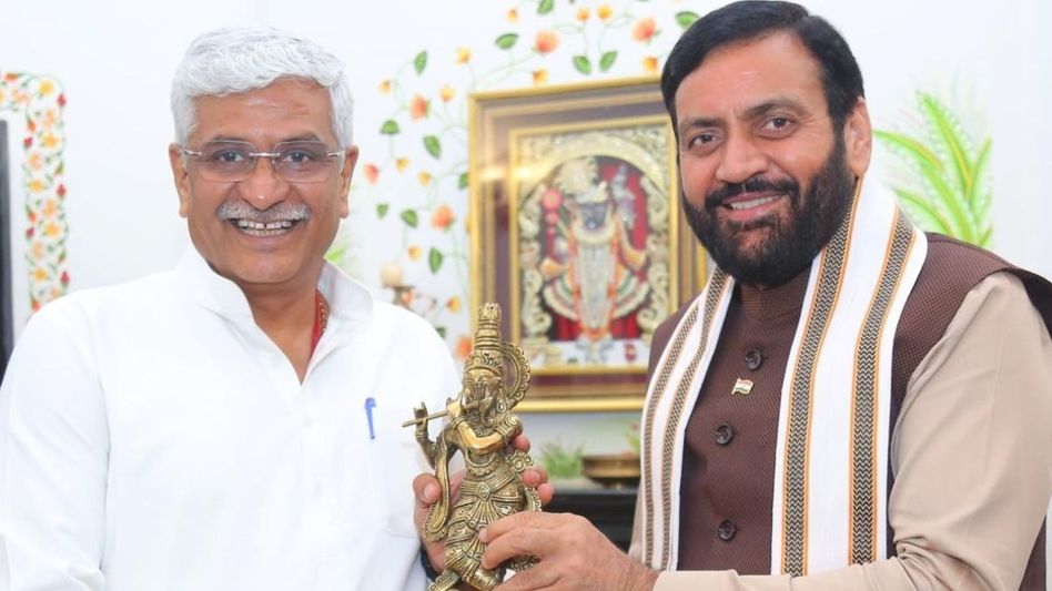 Haryana CM Nayab Singh Saini and Union Culture and Tourism Minister Gajendra Singh Shekhawat Haryana CM Nayab Singh Saini and Union Culture and Tourism Minister Gajendra Singh Shekhawat