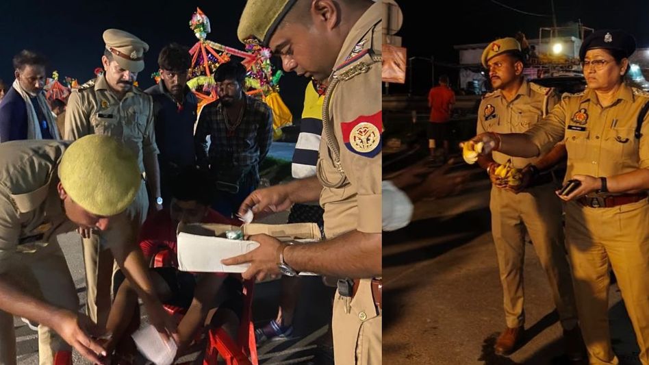 Hapur Police is healing the wounds of Kanwadis Hapur Police is healing the wounds of Kanwadis