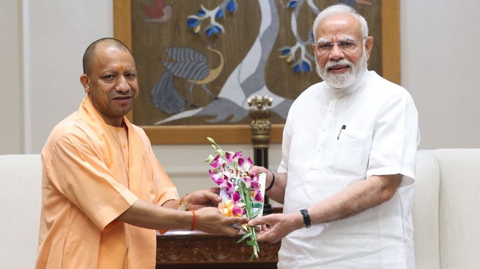 PM Modi during a meeting with UP CM Yogi Adityanath PM Modi during a meeting with UP CM Yogi Adityanath