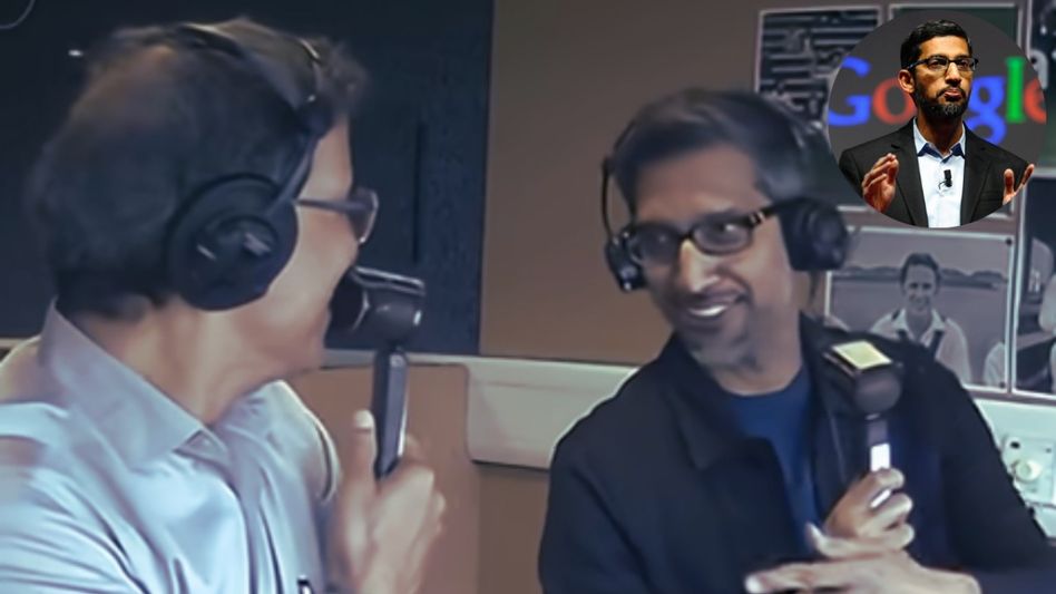 हर्षा भोगले के साथ कमेंट्री बॉक्स में सुंदर पिचाई हर्षा भोगले के साथ कमेंट्री बॉक्स में सुंदर पिचाई