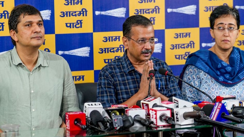 Saurabh Bharadwaj, Arvind Kejriwa and Atishi Saurabh Bharadwaj, Arvind Kejriwa and Atishi