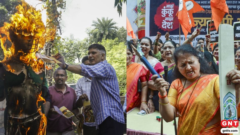भारत-पाक मैच को लेकर विरोध प्रदर्शन (Photo Credit: PTI) भारत-पाक मैच को लेकर विरोध प्रदर्शन (Photo Credit: PTI)