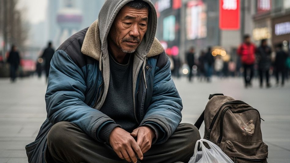 Chinese man experiencing homelessness: Photo: AI Chinese man experiencing homelessness: Photo: AI