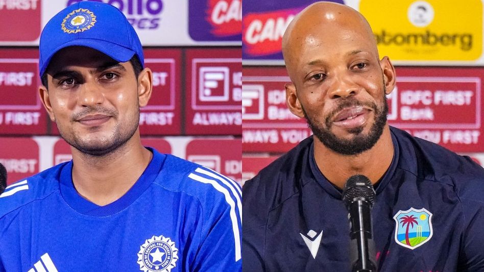 Shubman Gill and Roston Chase (Photo: PTI) Shubman Gill and Roston Chase (Photo: PTI)