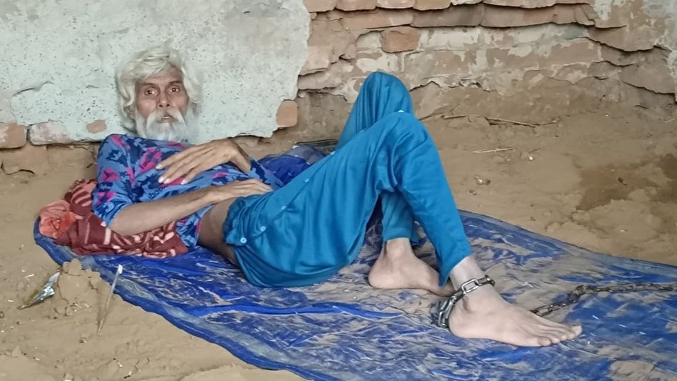 A man has been chained for 9 years. A man has been chained for 9 years.