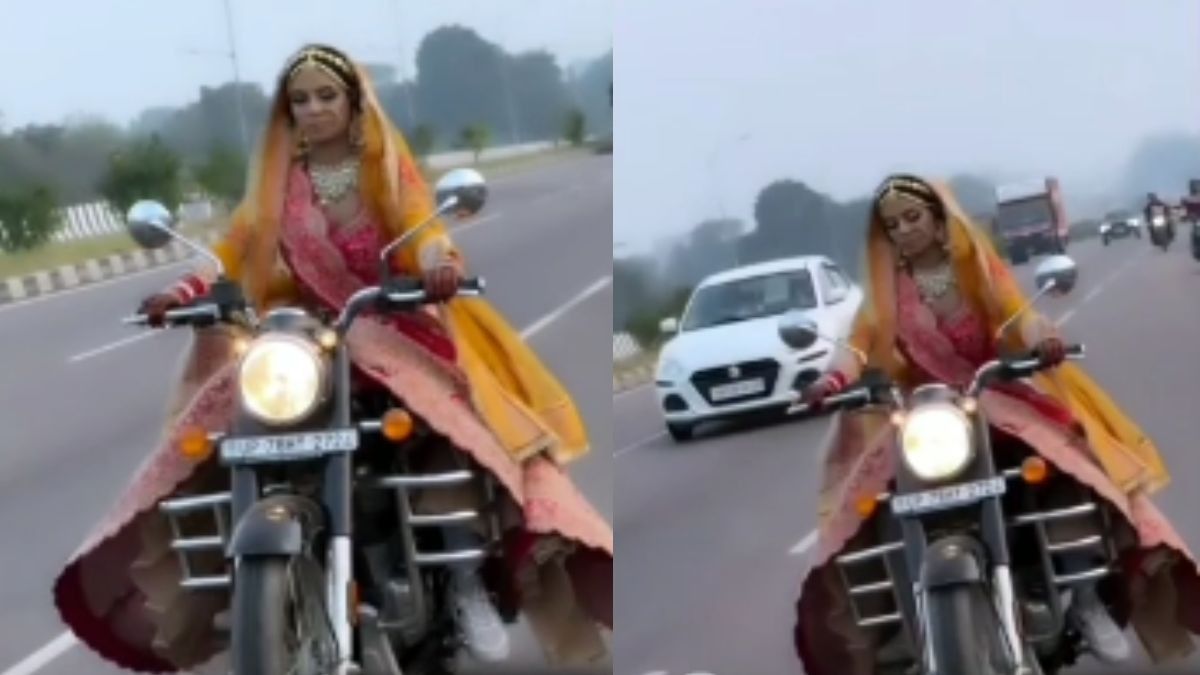 Video of bride on bike goes viral (Photo/Screengrab)