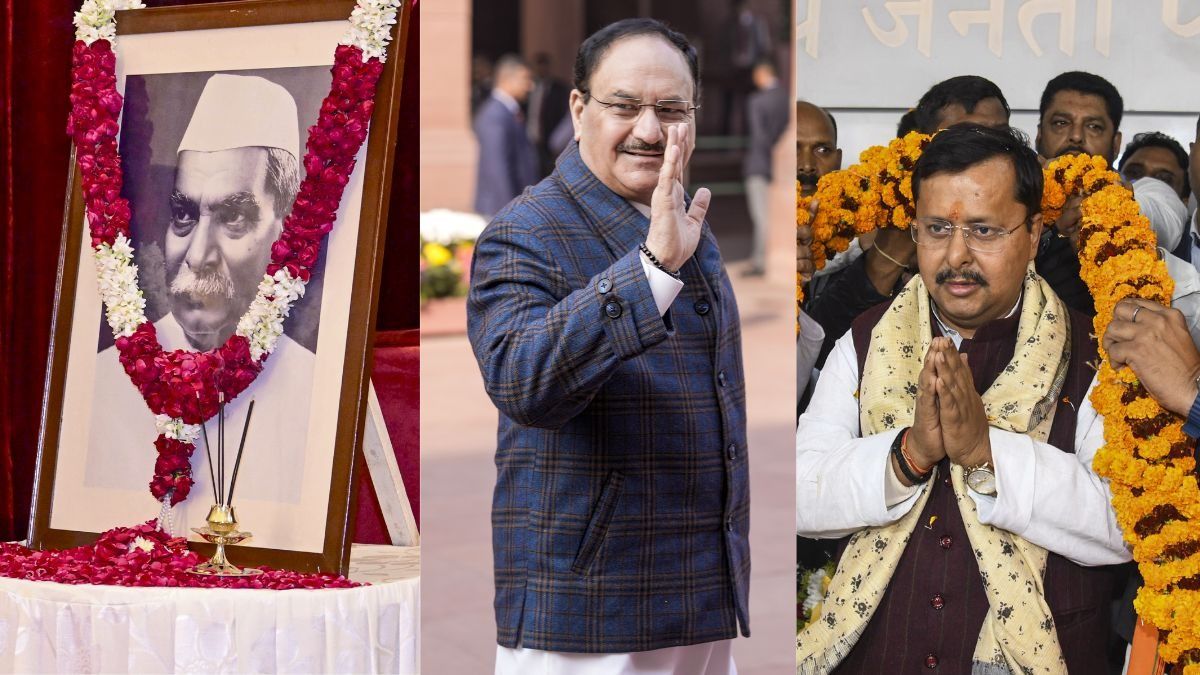 Rajendra Prasad, JP Nadda and Nitin Nabin (Photo/PTI)