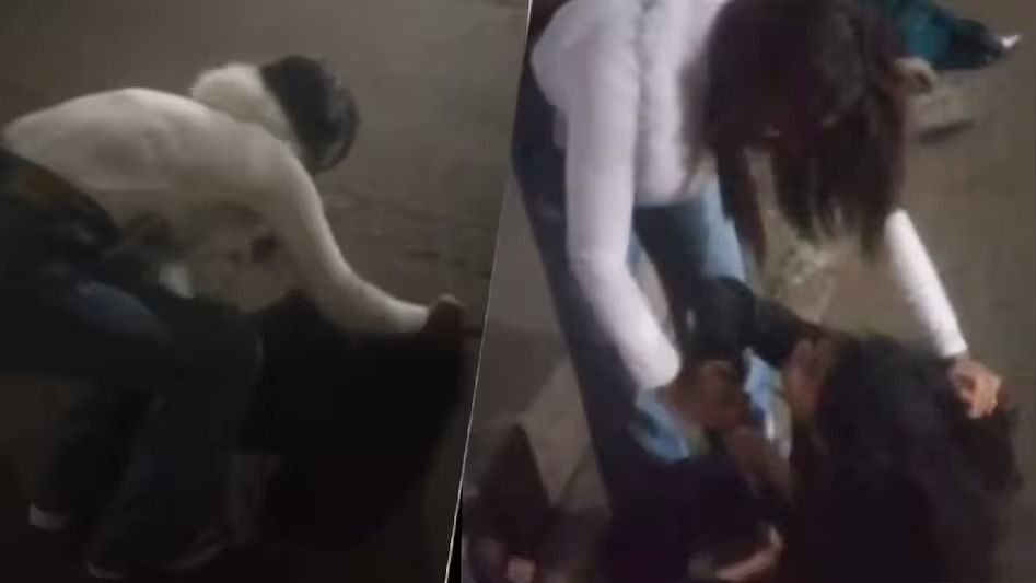 दो महिलों के मार-पीट का वीडियो