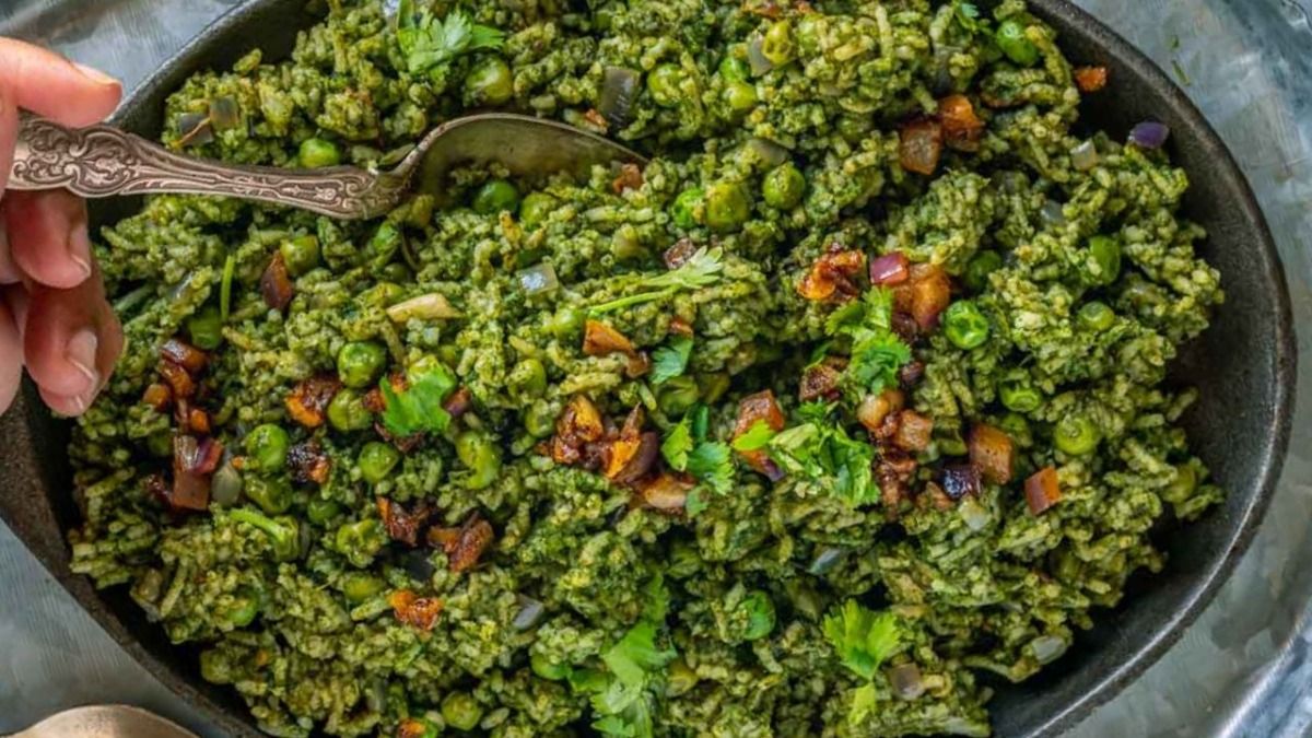 मटर पालक पुलाव