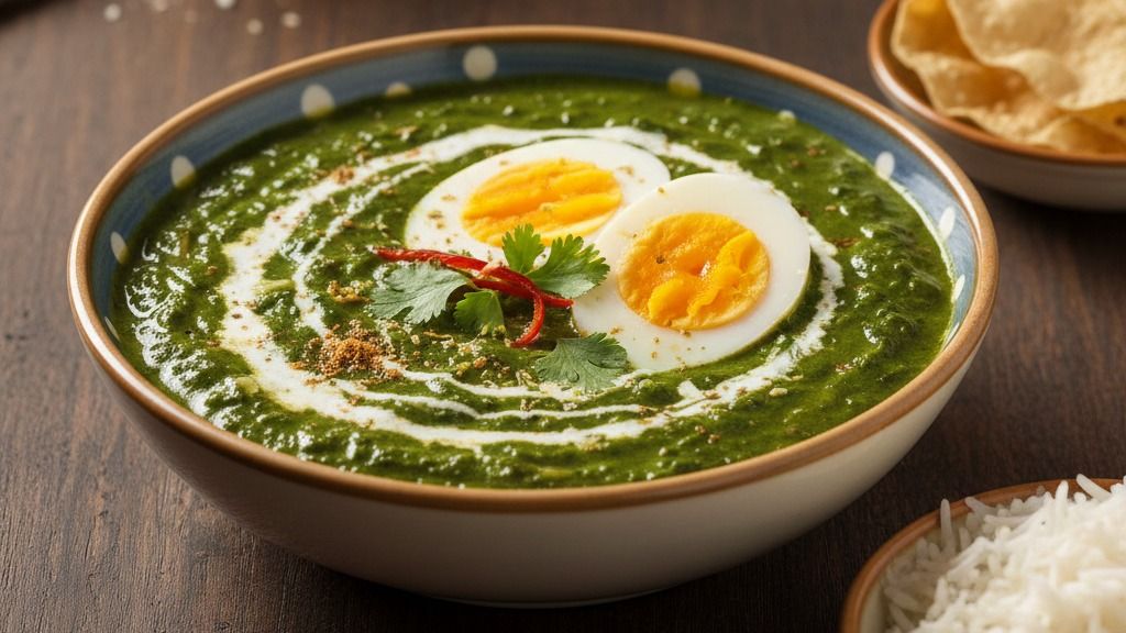 Palak Anda curry at Home 