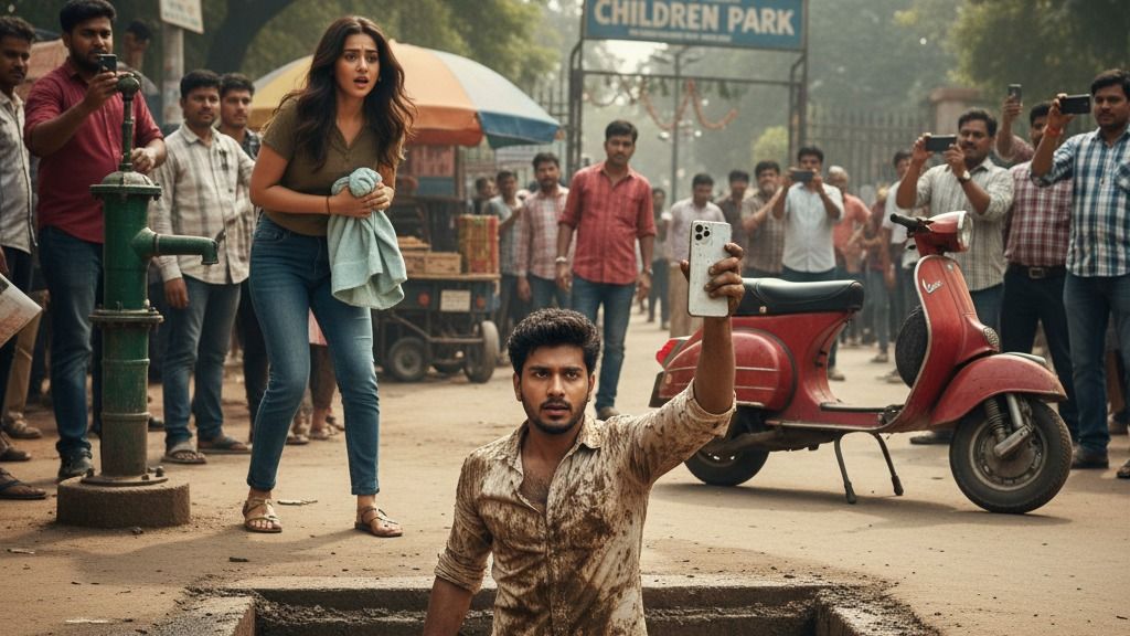 बॉयफ्रेंड कूदा नाले में (AI Generated Image) 