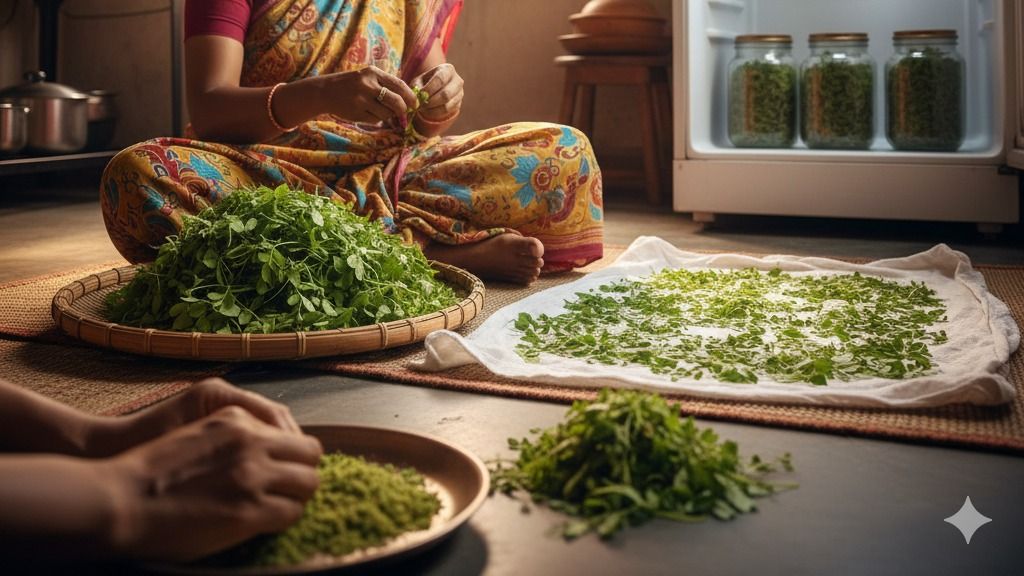 store fenugreek leaves for a year