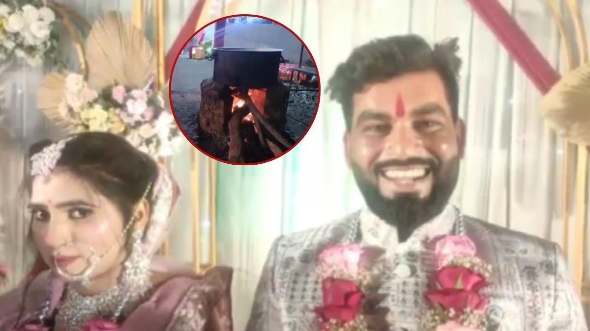 लकड़ी की भट्टी पर बना खाना