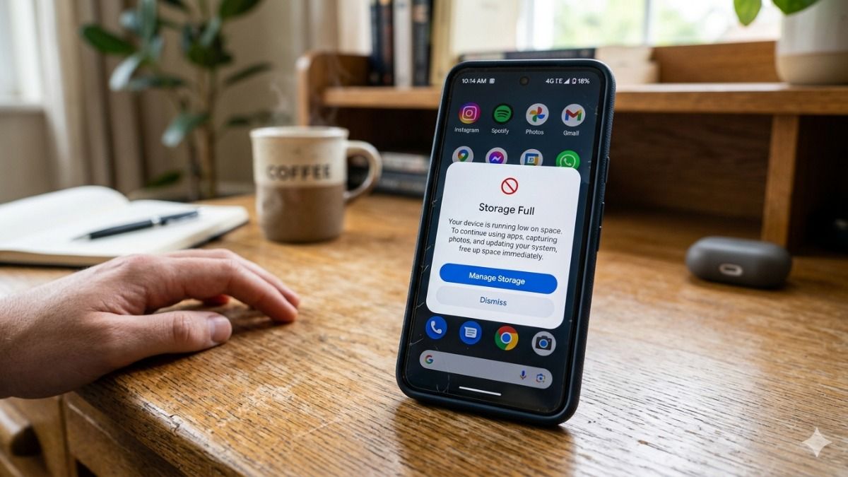Mobile Showing Alert of Storage Full (AI Generated)