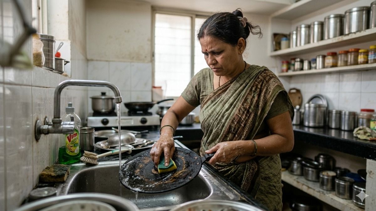 Women Rubbing Tawa (AI Generated Image)