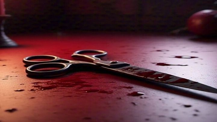 man attack with scissors