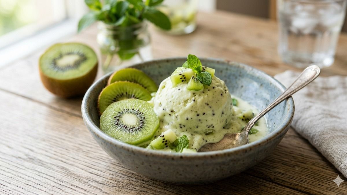 Homemade Kiwi Ice Cream