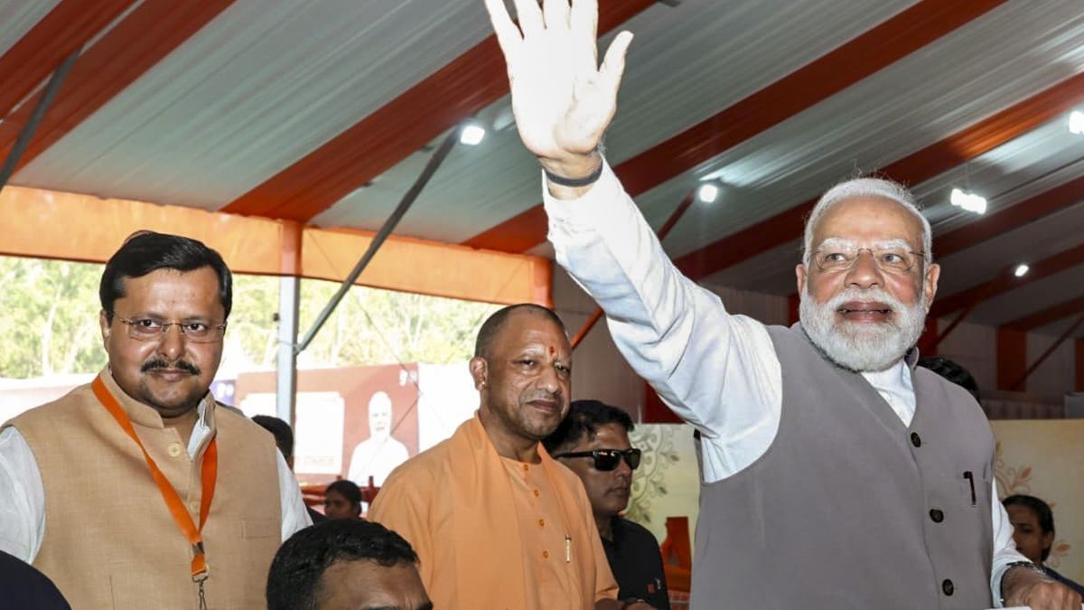 PM Modi, Yogi Adityanath and Nitin Nabin