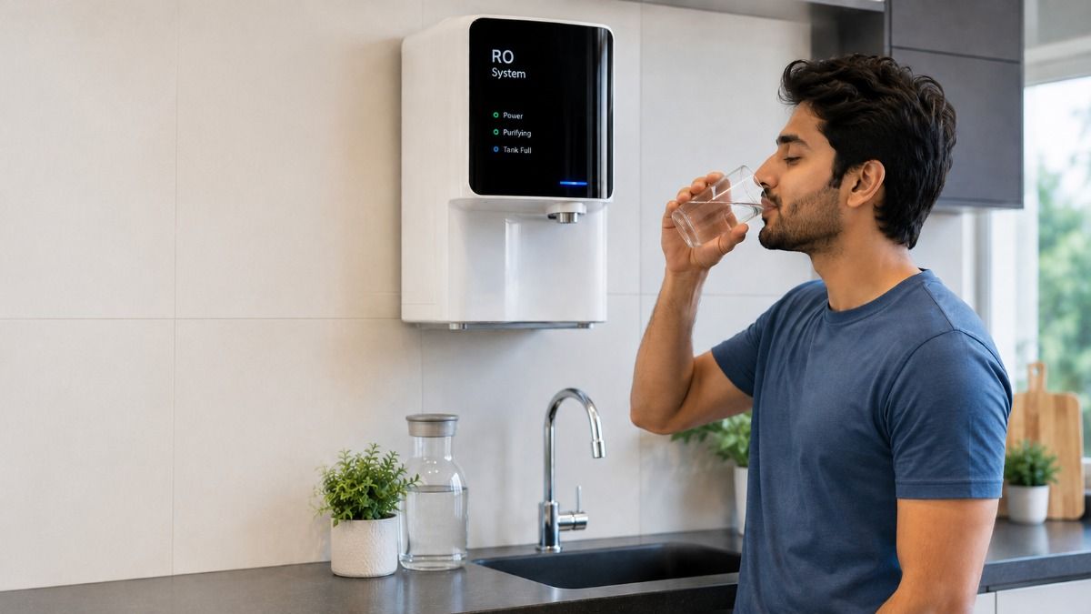 Person Drinking RO Filtered Water
