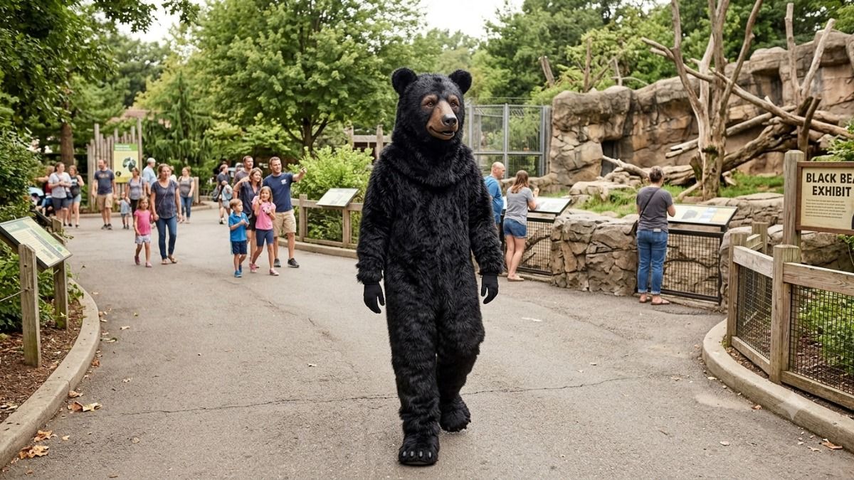 bear costume job viral: AI Generated