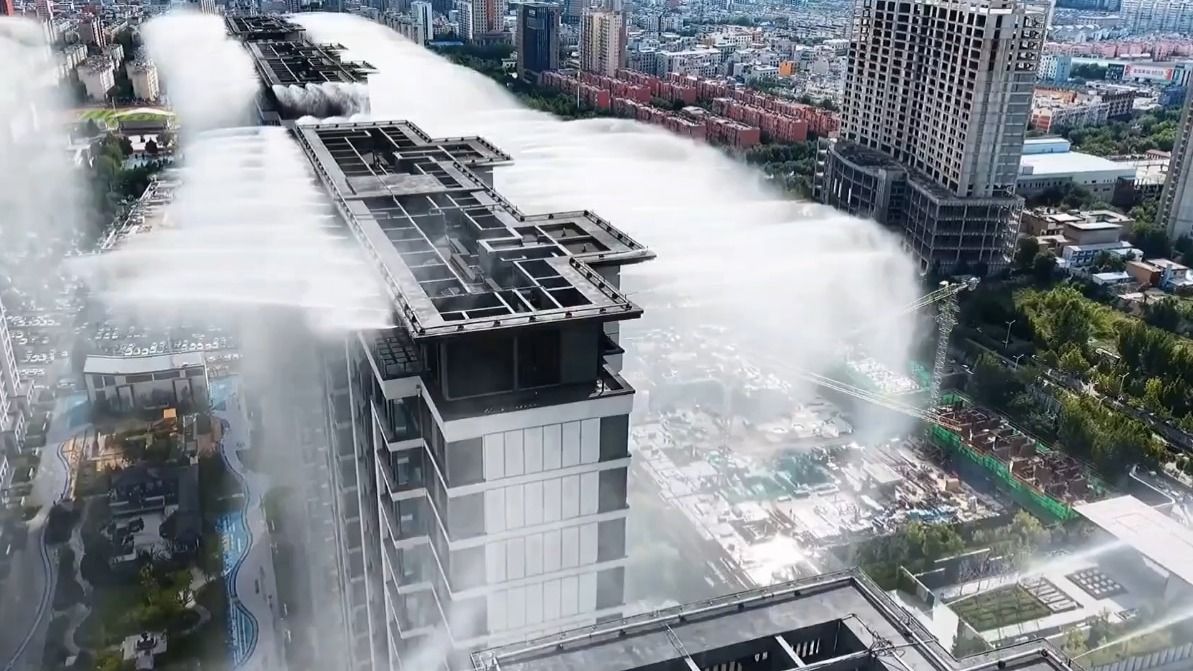 In China, rain falls from buildings to defeat rising heat. How does it work?