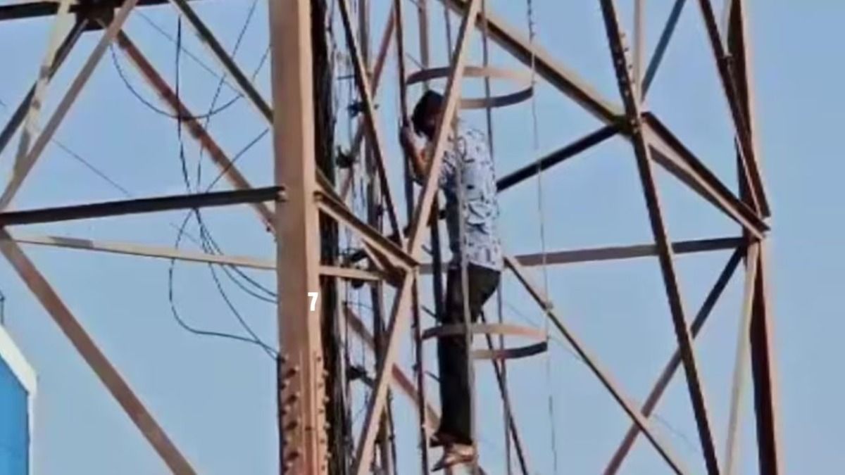 Youth Climbs Mobile Tower