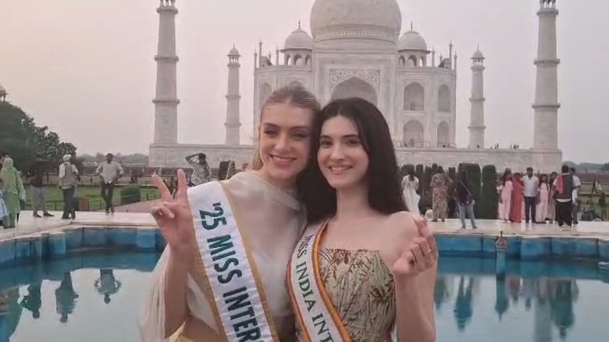 Miss International 2025 winner Catalina Duke and Miss International India 2025 Rucha Sindhu