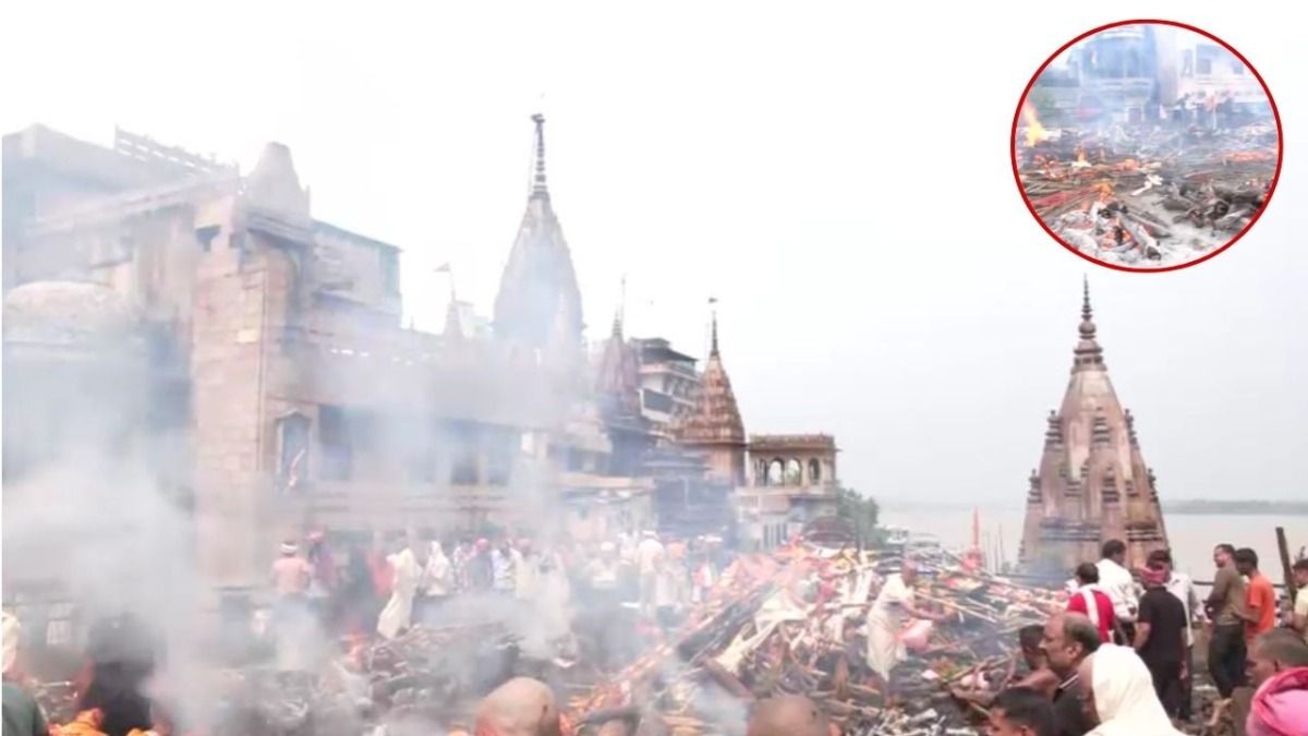 All cremation pyres at Manikarnika Ghat are submerged in water