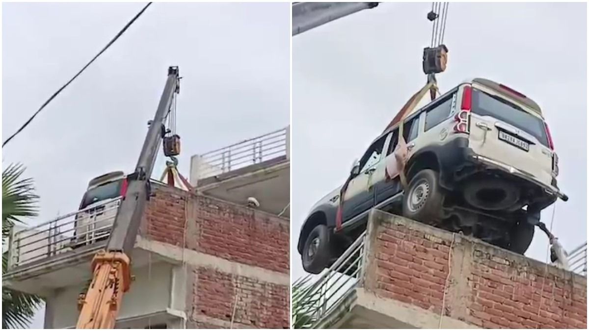 Scorpio Parked on Rooftop in Bihar