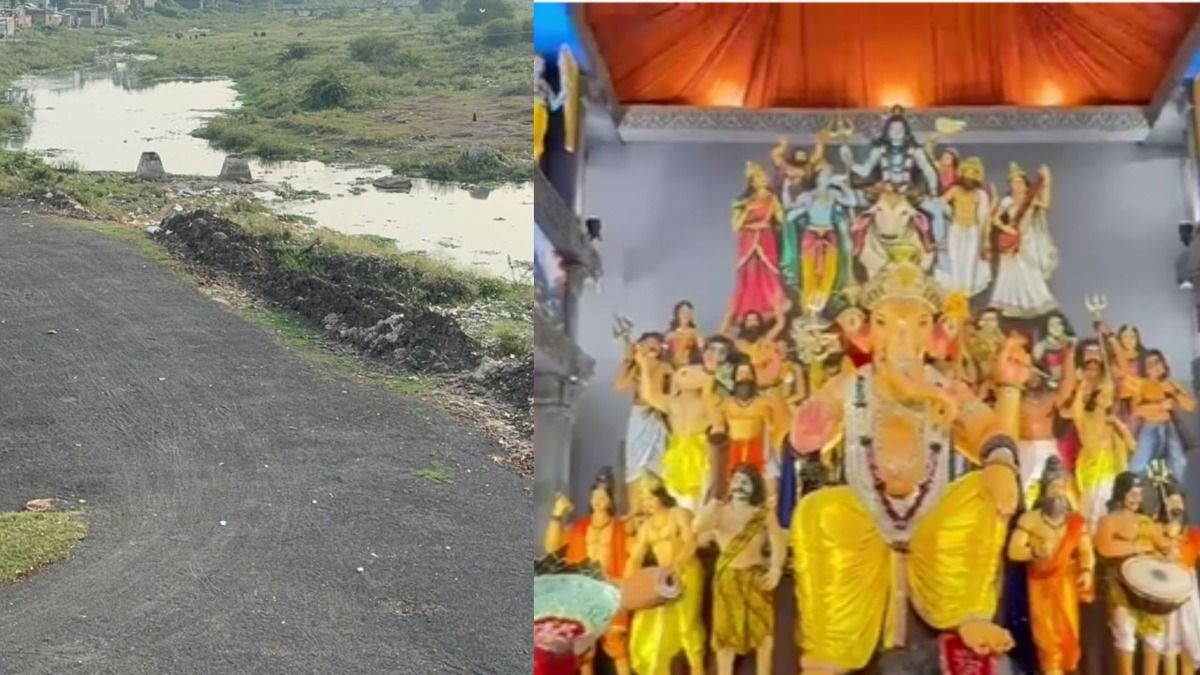 नंदी का जल स्तर घटने से मूर्ति विसर्जन पर आया संकट