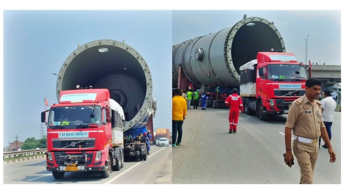 Truck carrying Belgian machine departs from Chandauli for Varanasi (Photo: ITG)